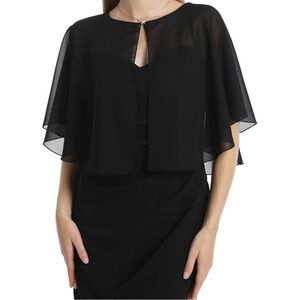 Elegant Black Cape pearl button closure